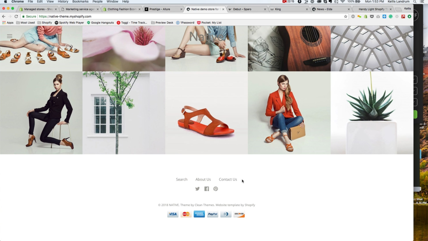 e-commerce website headers and footers