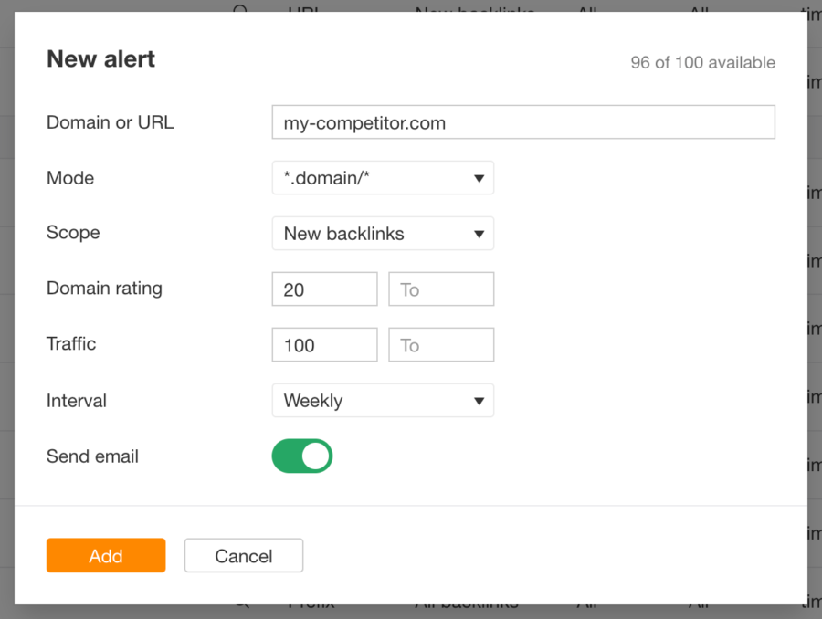 An image showing the process of setting up alerts for unlinked brand mentions